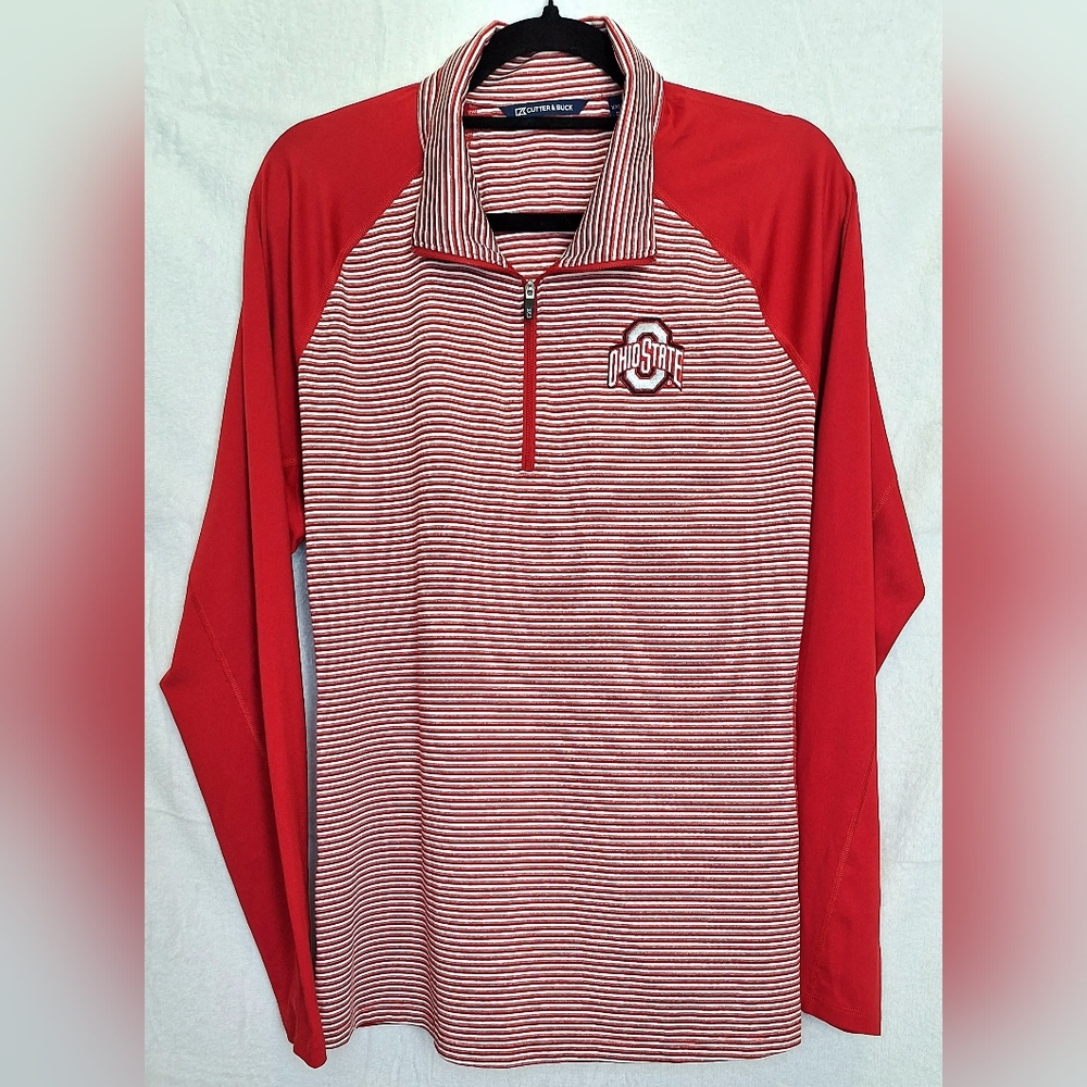 Cutter & Buck Ohio State Buckeyes Men's 1/2-Zip Striped Pullover - NWOT- XXL/TTG